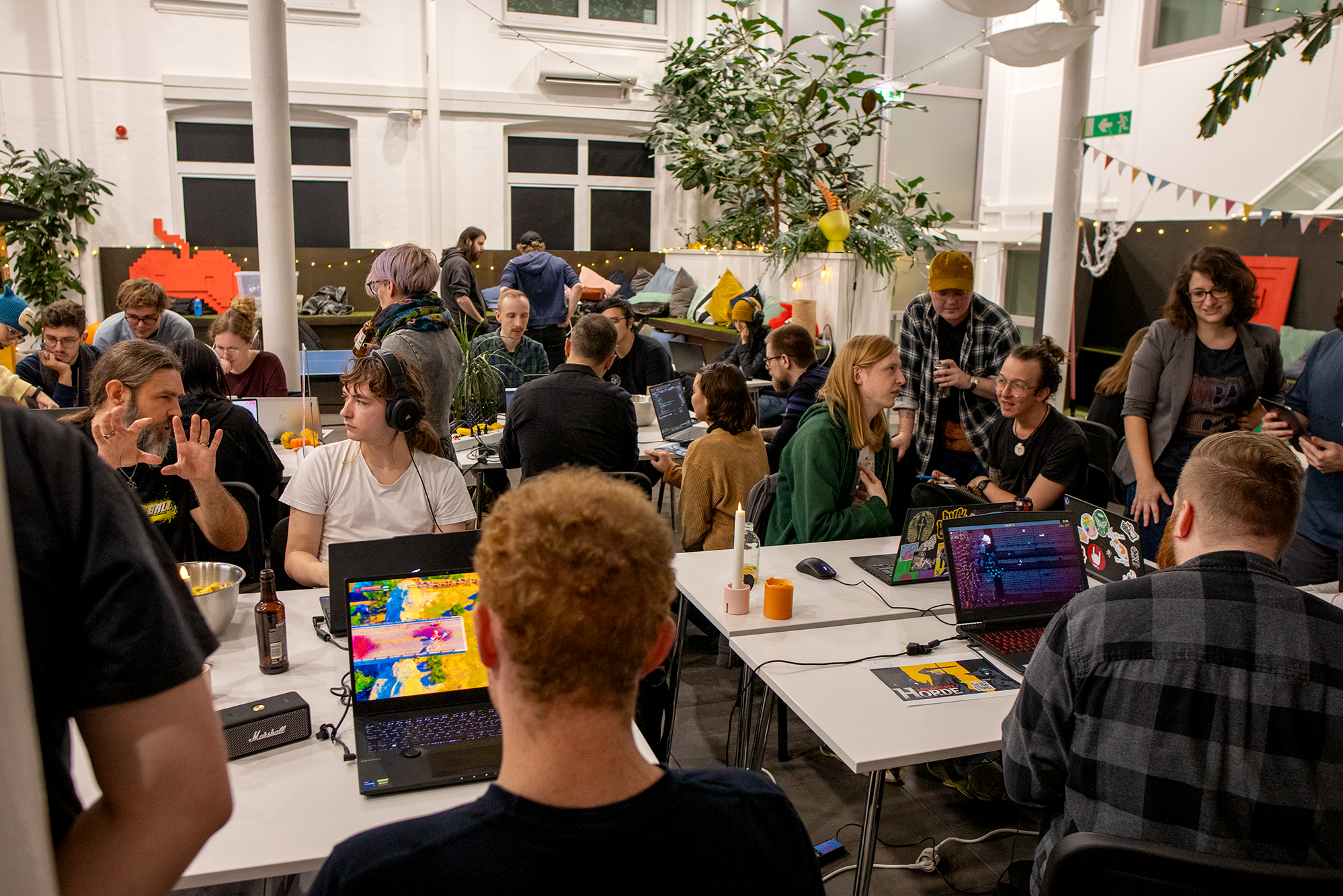 Participants in a playtest session at DevHub