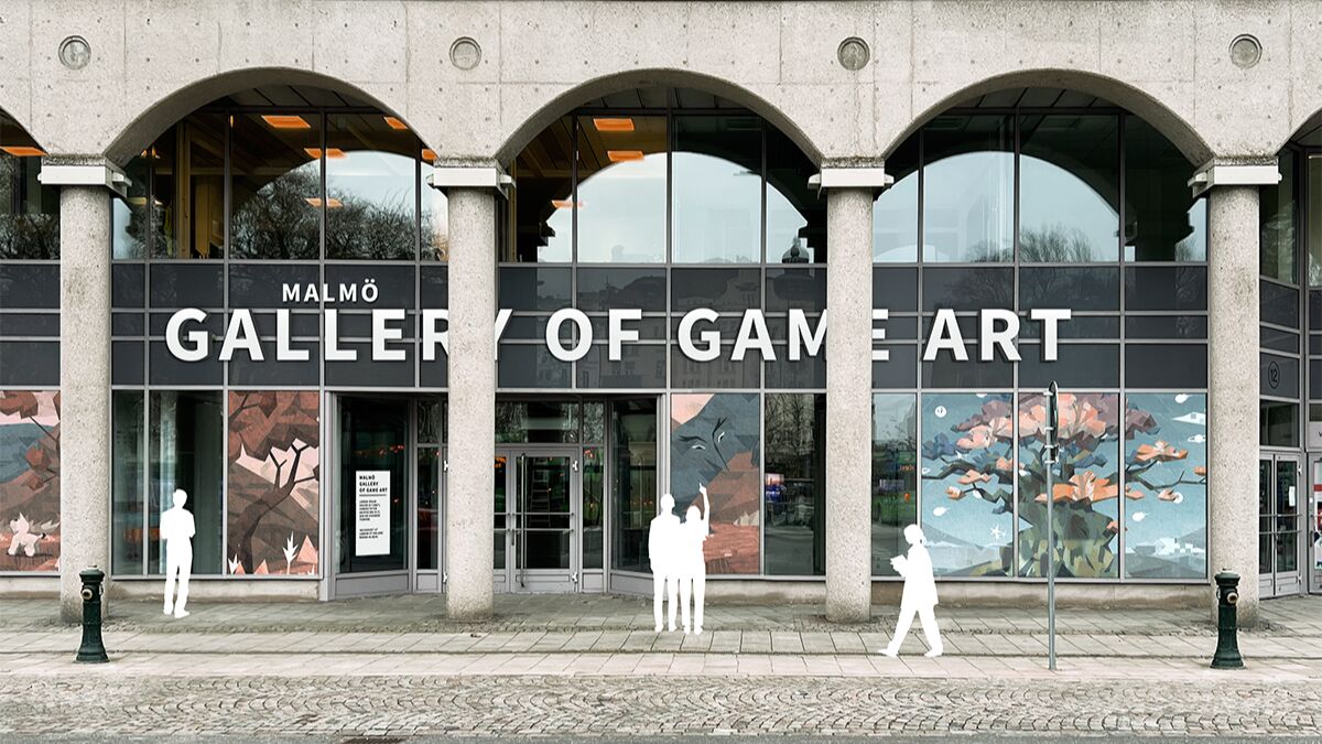 A concept image of how a game art gallery in Malmö could look like from the outside